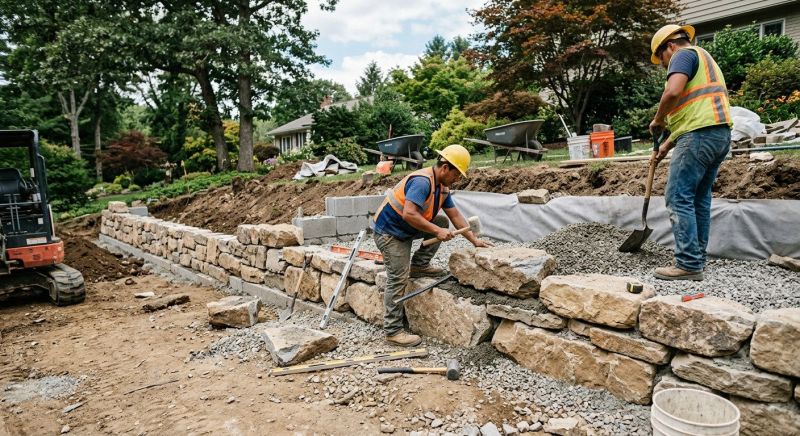 Block Retaining Wall Installation in Sonoma County, CA