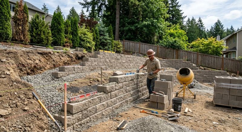 Block Retaining Wall Installation in Brevard County, FL